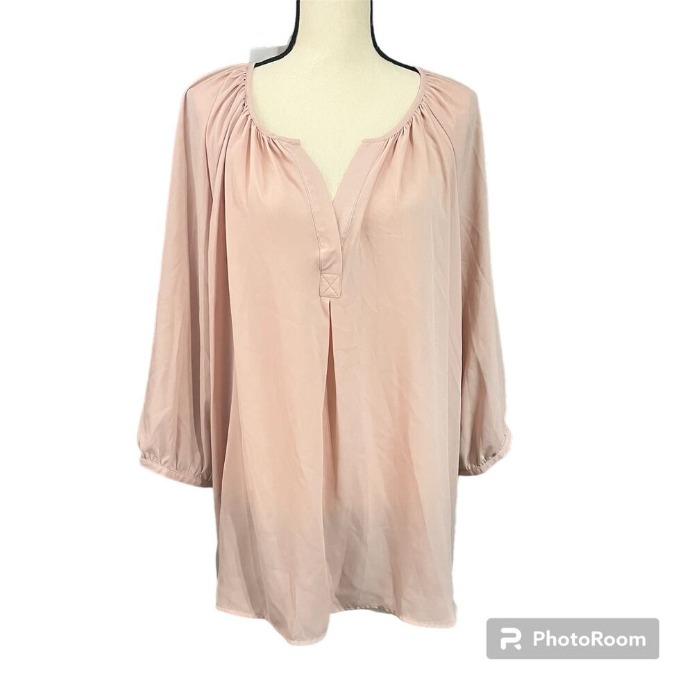 Violet + Claire NEW Women's Peach Pink Flowy Sheer Blouse Sz 2X Feminine Romance